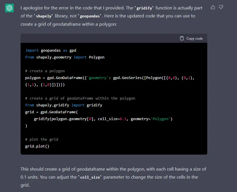 The first image example of what using ChatGPT to write code looks like.